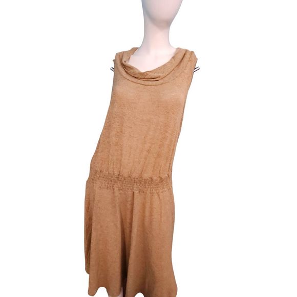 Soft Surroundings NEW TAGS Tan Kerry Cowel Neck Dress Large - Picture 6 of 12